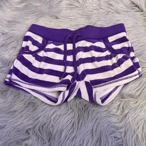 purple striped shorts